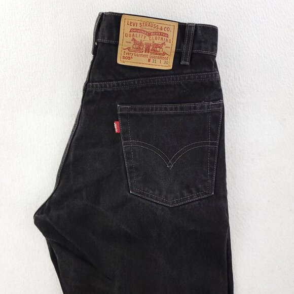 Levi's Vintage 505 Jeans 90s Black Regular Straight Leg Men's "31x30" Real 30x30 - Picture 4 of 11
